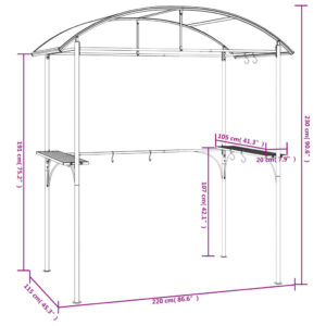 Aplusliving-BBQ Gazebo with Side Shelves Anthracite 220x115x230 cm Steel