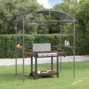 Aplusliving-BBQ Gazebo with Side Shelves Anthracite 220x115x230 cm Steel