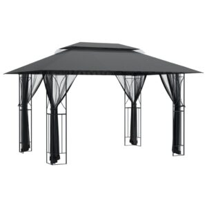 Aplusliving-Gazebo with Sidewalls Anthracite 400x300x270 cm Steel