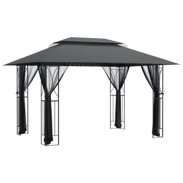 Aplusliving-Gazebo with Sidewalls Anthracite 400x300x270 cm Steel