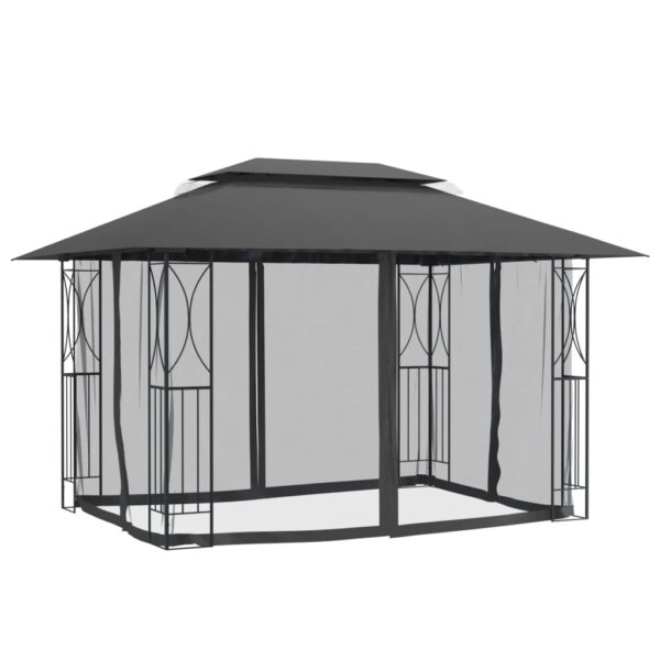 Aplusliving-Gazebo with Sidewalls Anthracite 400x300x270 cm Steel