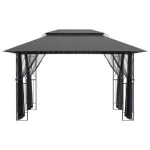 Aplusliving-Gazebo with Sidewalls Anthracite 400x300x270 cm Steel