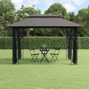 Aplusliving-Gazebo with Sidewalls Anthracite 400x300x270 cm Steel