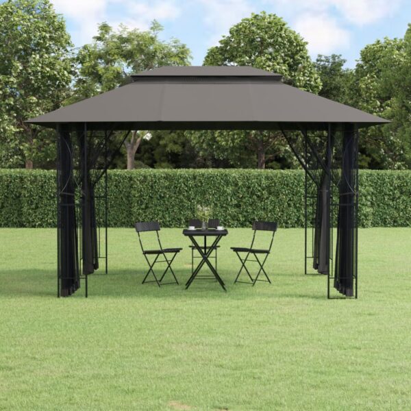 Aplusliving-Gazebo with Sidewalls Anthracite 400x300x270 cm Steel