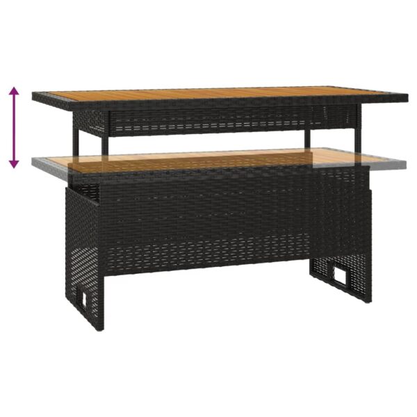 Aplusliving-Garden Table Black 100x50x43/63 cm Solid Wood Acacia&Poly Rattan