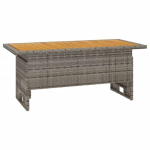 Aplusliving-Garden Table Grey 100x50x43/63 cm Solid Wood Acacia&Poly Rattan