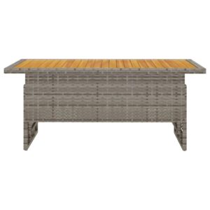 Aplusliving-Garden Table Grey 100x50x43/63 cm Solid Wood Acacia&Poly Rattan
