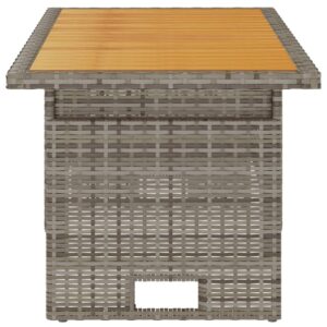 Aplusliving-Garden Table Grey 100x50x43/63 cm Solid Wood Acacia&Poly Rattan