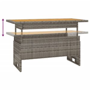 Aplusliving-Garden Table Grey 100x50x43/63 cm Solid Wood Acacia&Poly Rattan