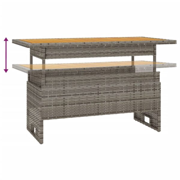 Aplusliving-Garden Table Grey 100x50x43/63 cm Solid Wood Acacia&Poly Rattan