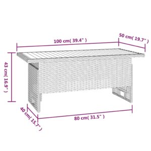 Aplusliving-Garden Table Grey 100x50x43/63 cm Solid Wood Acacia&Poly Rattan