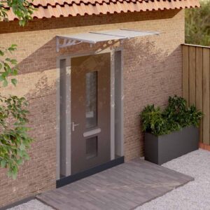 Aplusliving-Door Canopy Grey and Transparent 152.5x90 cm Polycarbonate