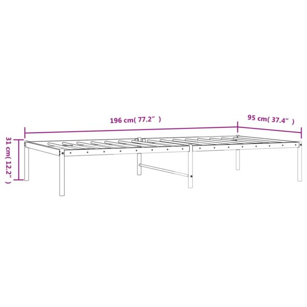 Aplusliving-Metal Bed Frame without Mattress White 90x190 cm