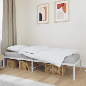 Aplusliving-Metal Bed Frame without Mattress White 90x190 cm