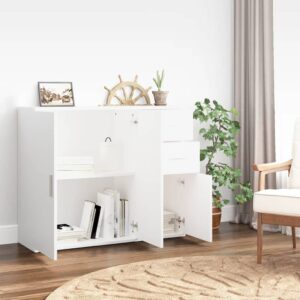 Aplusliving-Sideboard White 91x29.5x75 cm Engineered Wood