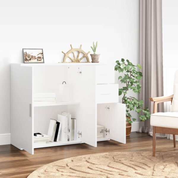 Aplusliving-Sideboard White 91x29.5x75 cm Engineered Wood