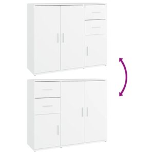 Aplusliving-Sideboard White 91x29.5x75 cm Engineered Wood