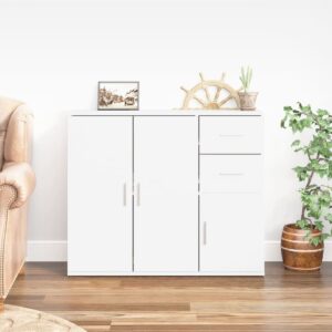 Aplusliving-Sideboard White 91x29.5x75 cm Engineered Wood