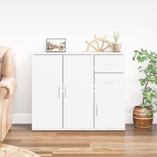 Aplusliving-Sideboard White 91x29.5x75 cm Engineered Wood