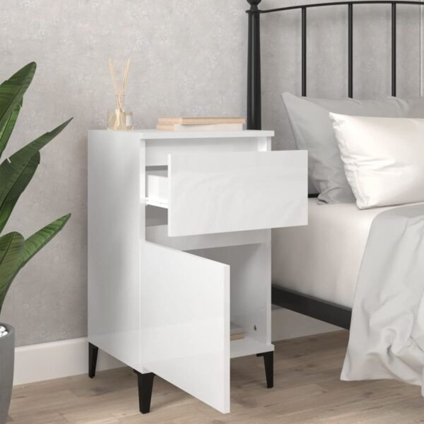 Aplusliving-Bedside Cabinets 2 pcs High Gloss White 40x35x70 cm