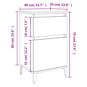 Aplusliving-Bedside Cabinets 2 pcs High Gloss White 40x35x70 cm