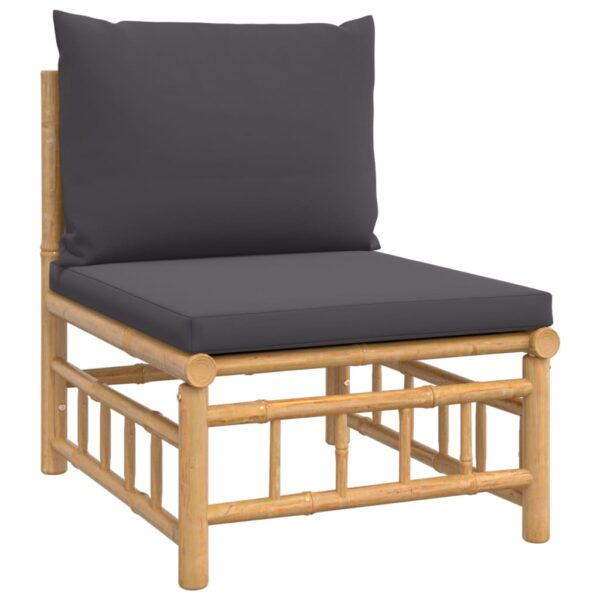 Aplusliving-4 Piece Garden Lounge Set with Dark Grey Cushions  Bamboo
