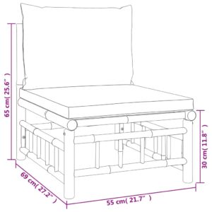 Aplusliving-4 Piece Garden Lounge Set with Dark Grey Cushions  Bamboo