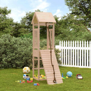 Aplusliving-Playhouse with Climbing Wall Solid Wood Pine