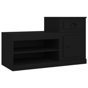 Aplusliving-Shoe Cabinet Black 100x42x60 cm Engineered Wood