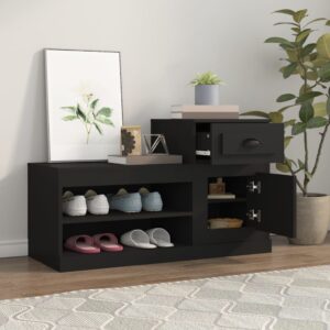 Aplusliving-Shoe Cabinet Black 100x42x60 cm Engineered Wood