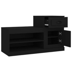 Aplusliving-Shoe Cabinet Black 100x42x60 cm Engineered Wood