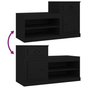 Aplusliving-Shoe Cabinet Black 100x42x60 cm Engineered Wood