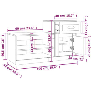 Aplusliving-Shoe Cabinet Black 100x42x60 cm Engineered Wood