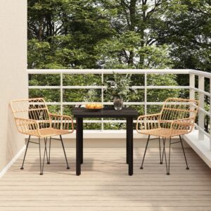 Aplusliving-3 Piece Garden Dining Set Poly Rattan