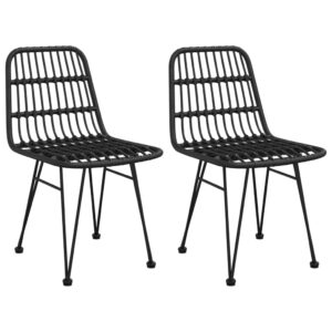 Aplusliving-3 Piece Garden Dining Set Black Poly Rattan