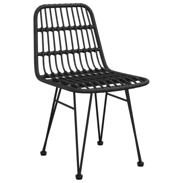 Aplusliving-3 Piece Garden Dining Set Black Poly Rattan