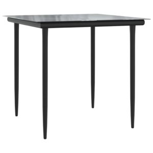 Aplusliving-3 Piece Garden Dining Set Black Poly Rattan