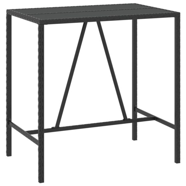 Aplusliving-7 Piece Garden Bar Set with Cushions Black Poly Rattan