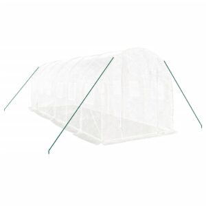 Aplusliving-Greenhouse with Steel Frame White 12 m² 6x2x2 m