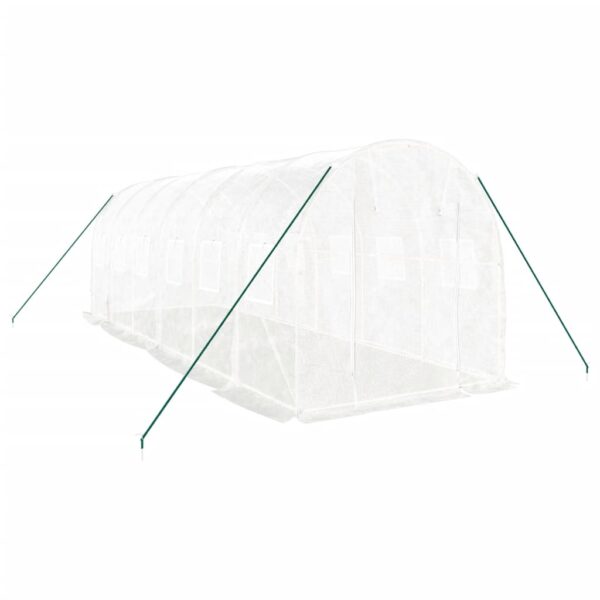 Aplusliving-Greenhouse with Steel Frame White 12 m² 6x2x2 m