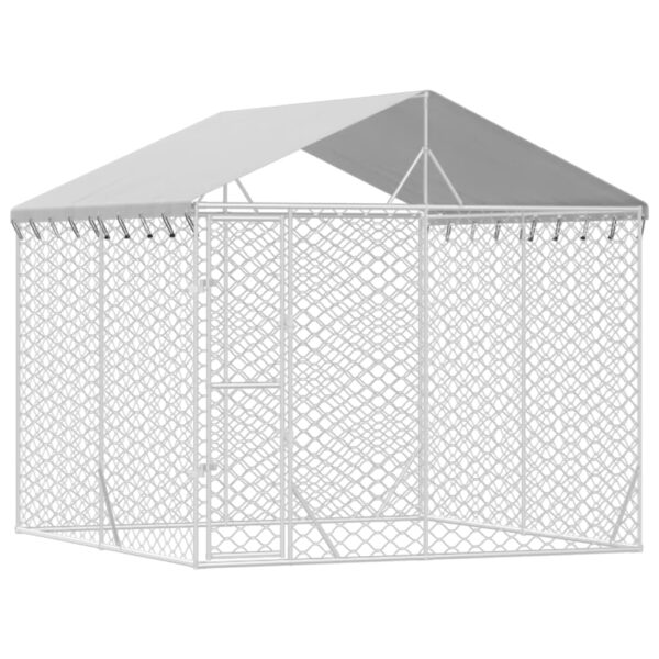 Aplusliving-Outdoor Dog Kennel with Roof Silver 3x3x2.5 m Galvanised Steel