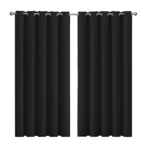 Aplusliving-2x Blockout Curtains Panels 3 Layers Black