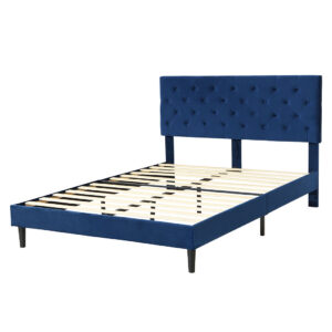 Aplusliving-Bed Frame Double Size Mattress Blue