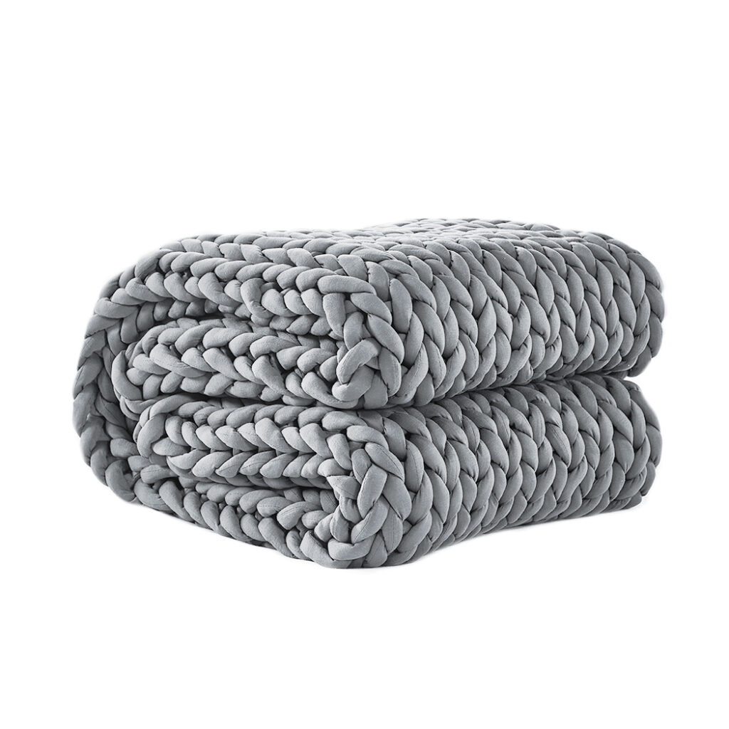Aplusliving-Knitted Weighted Blanket Chunky Grey Kids