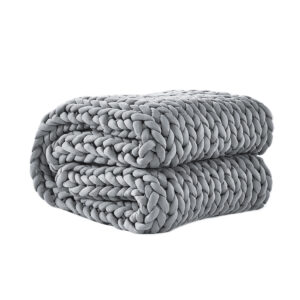 Aplusliving-Knitted Weighted Blanket Chunky Grey Kids