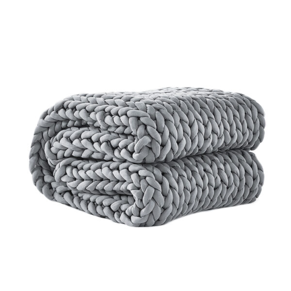 Aplusliving-Knitted Weighted Blanket Chunky Grey Kids