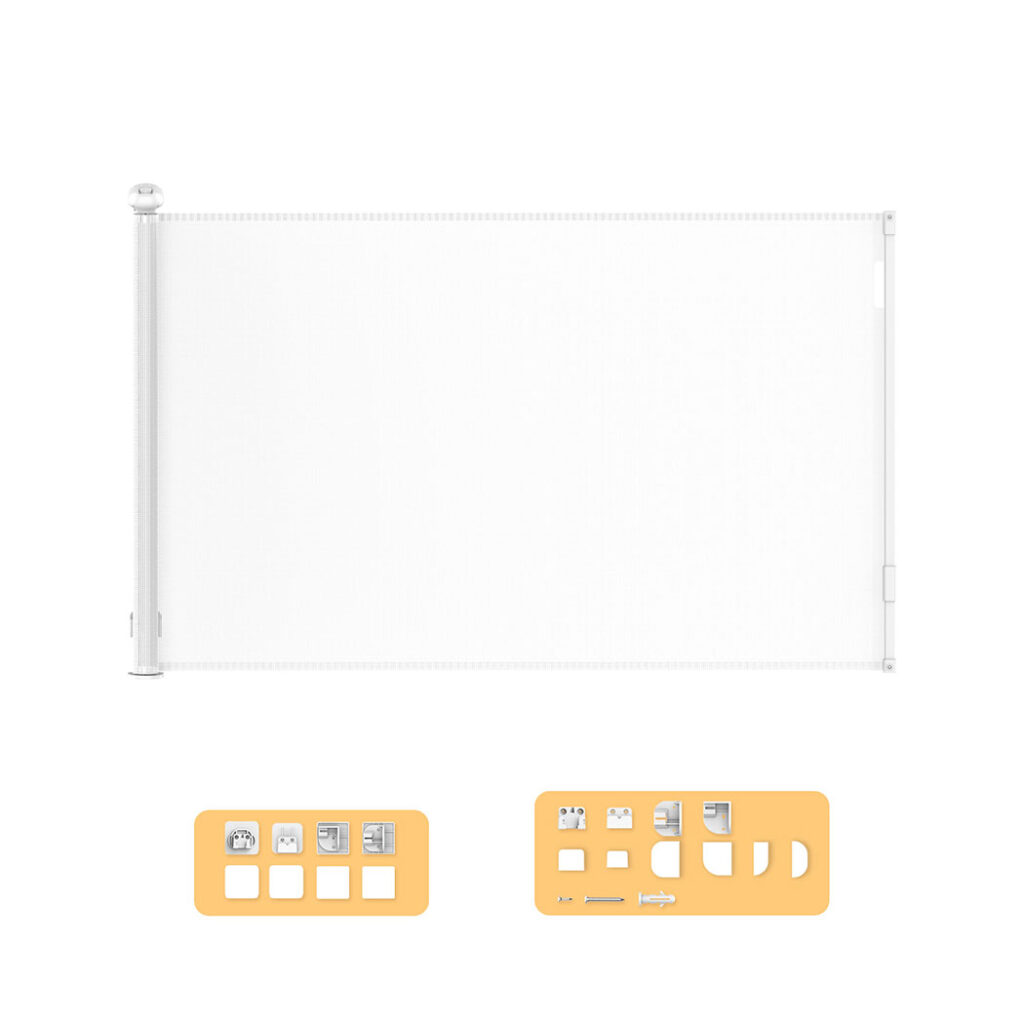 Aplusliving-Retractable Baby Safety Gates 300cm White 300 cm
