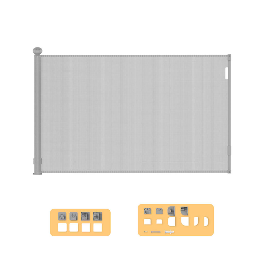 Aplusliving-Retractable Baby Safety Gates 300cm Grey 300 cm