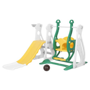 Aplusliving-Kids Slide Swing Basketball Ring Green