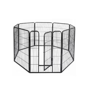 Aplusliving-8 Panel Pet Dog Playpen Puppy Exercise Black 24 inch